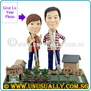 Custom 3D Lovely Gardening Sweet Couple Figurines